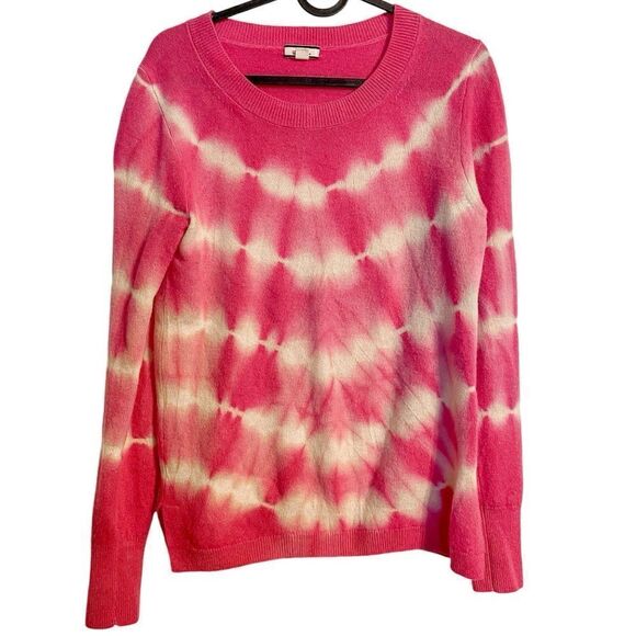 J Crew Cashmere Crew Neck Sweater Tie Dye Pink - Picture 2 of 7